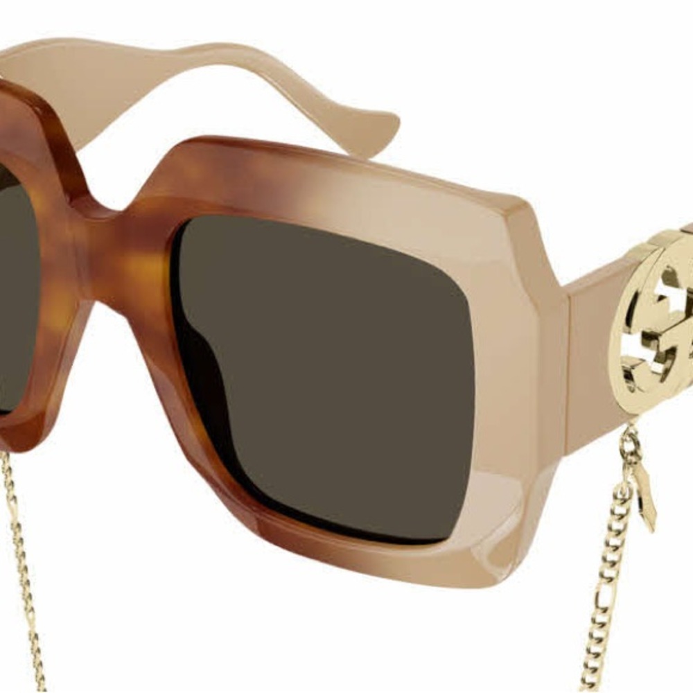 Gucci Tan and Brown Sunglasses with Gold Accents